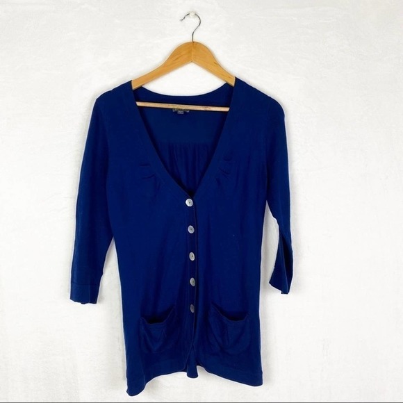 Lilla P. Navy Blue Pima Cotton Cardigan Sweater S - Picture 2 of 6